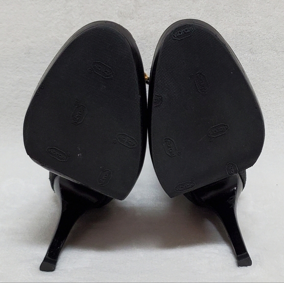 TORY Burch Halima Gray Camel Suede Gold Accent Lace-up Platform Ankle Booties 9M - Picture 13 of 15